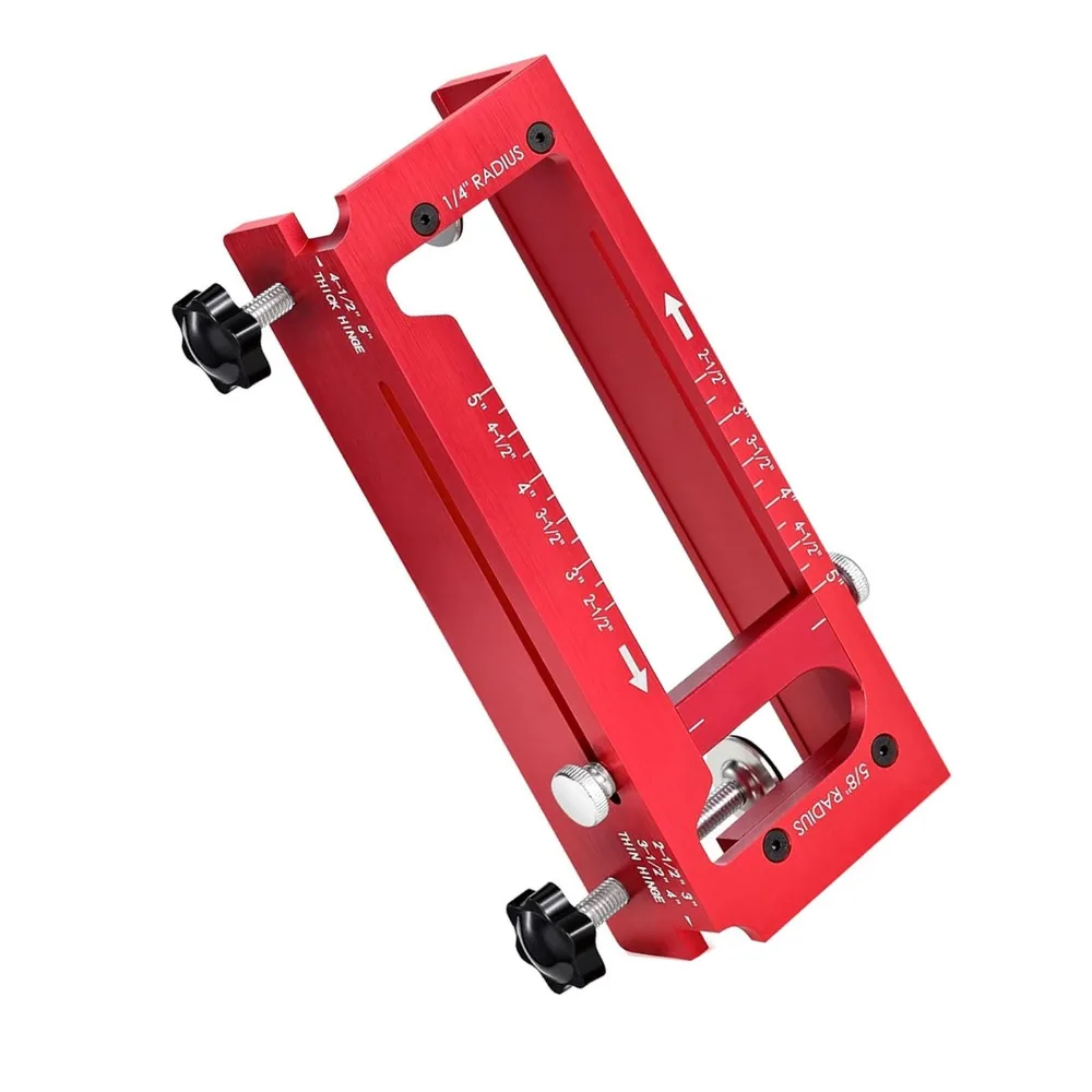 Aluminum Alloy Door Hinge Jig 2.5in-5in Length 5/8in Radius Mortise Jig Red Color Square Corner Types Router Template Kit