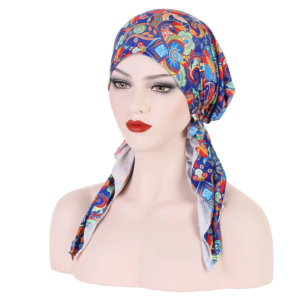 Pañuelo para la cabeza con estampado para mujer, turbante femenino musulmán, sombrero de quimio para el cáncer, cubierta para la pérdida de cabello, envoltura para la cabeza, Bandana elástica