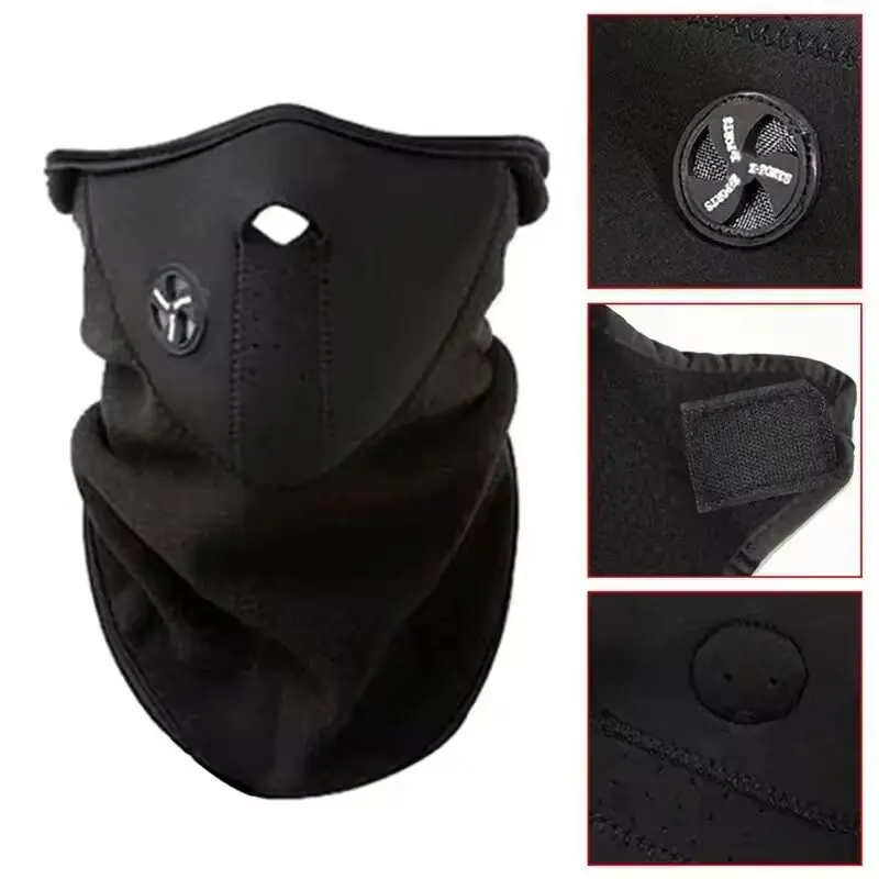 Winter Cycling Mask Warm Windproof Dustproof Motocycle Half Face Cover Breathable Mesh Polar Fleece Thermal Ski Face Mask