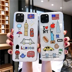 Love New York Paris Phone Case for iPhone 15 14 13 12 11 Pro Max X Xs Max XR SE 2020 8 7 Plus Soft Silicone Cover