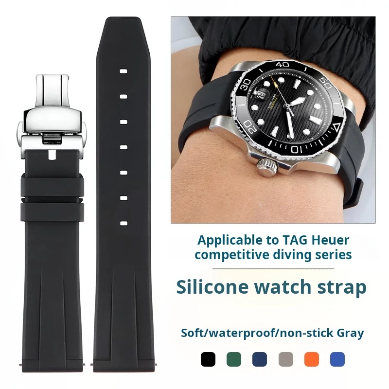 Pulseira de silicone de liberação rápida para tag heuer f1 golfo aquaracer carrera rolex água fantasma pulseira de relógio de borracha 19/20/21/22mm