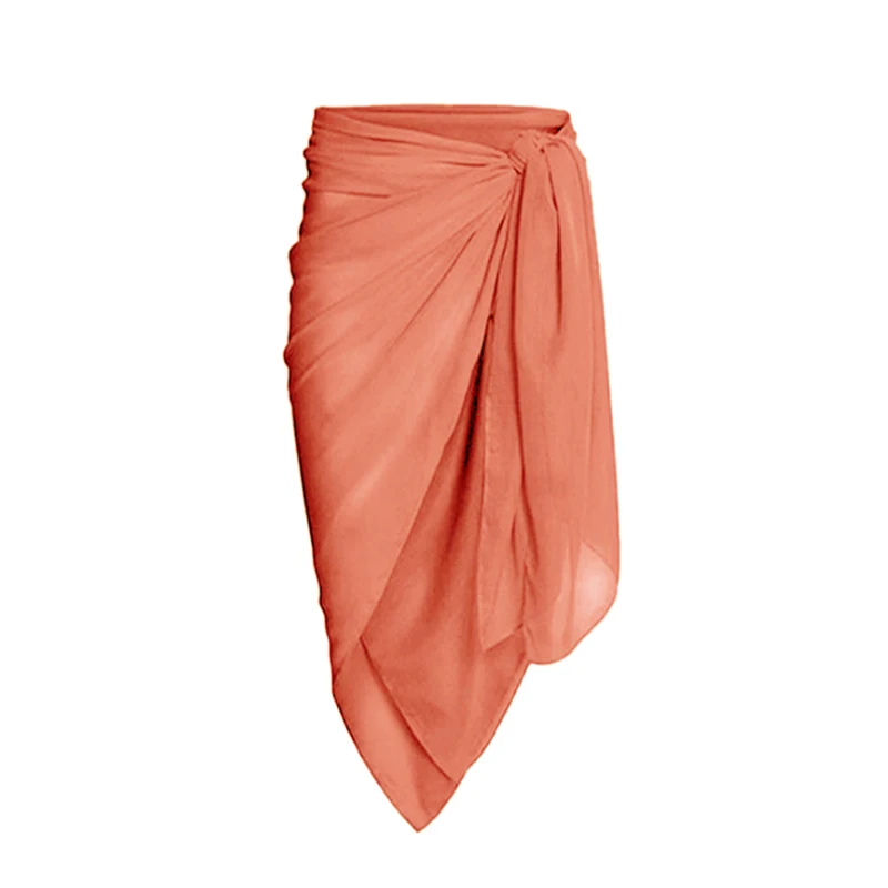 Maillot de bain à bretelles croisées pour femmes, orange, décontracté, col en v, amissié, plissé, bikini, vêtements de plage avec jupe, été 2023