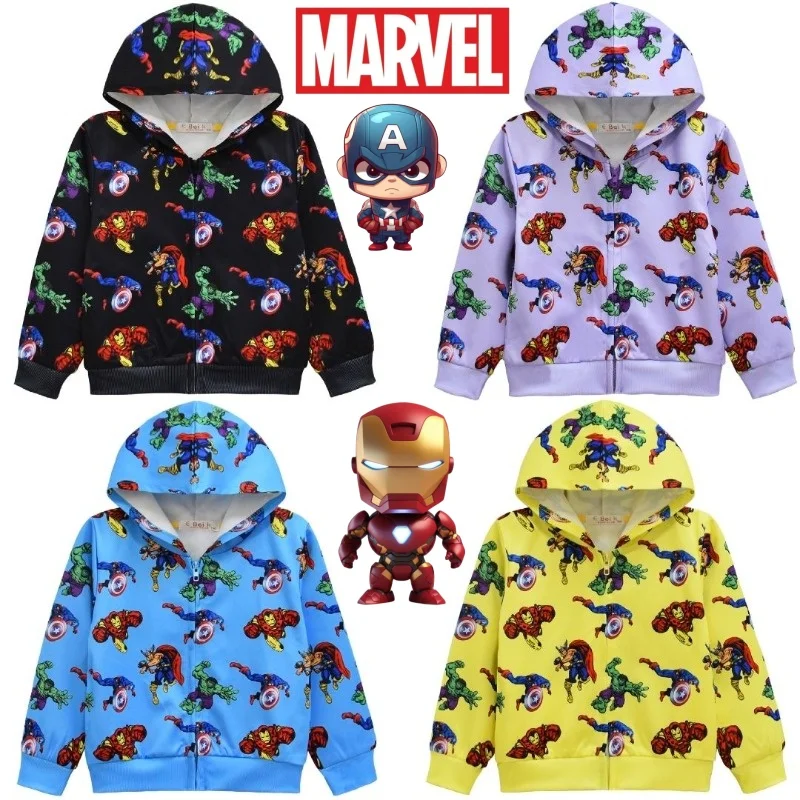 Marvel Iron Man Captain America Hulk kepribadian kreatif anime dicetak jaket longgar nyaman dengan hoodie mode baru