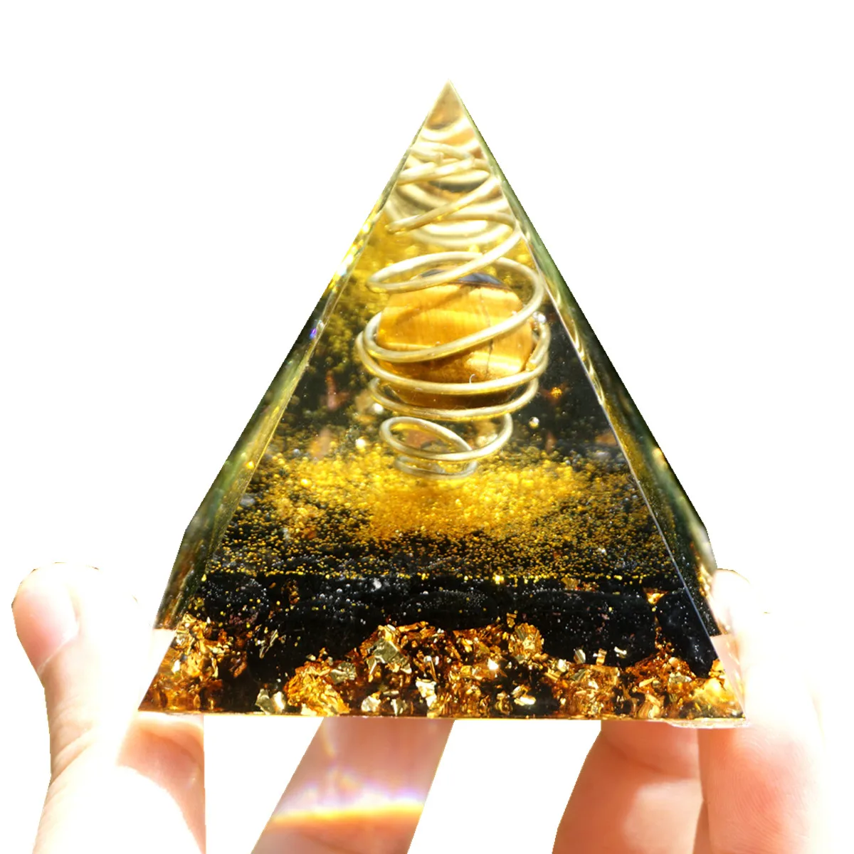 Orgone Pyramid Tiger Eye Sphere In Copper Circle Whirlwind With Black Tourmaline Healing Orgonite Energy Chakra Reiki