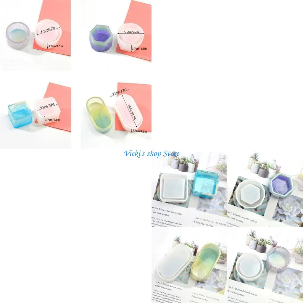 

4 Pcs Jewelry Storage Box Casting Epoxy Mold Handmade Jewelry Container Mould
