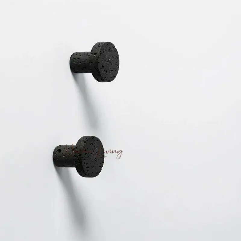 European Luxury Wabi Sabi Wall Marble Hook Black Travertine Stone Creative Coat Hanger for Bedroom Living Room