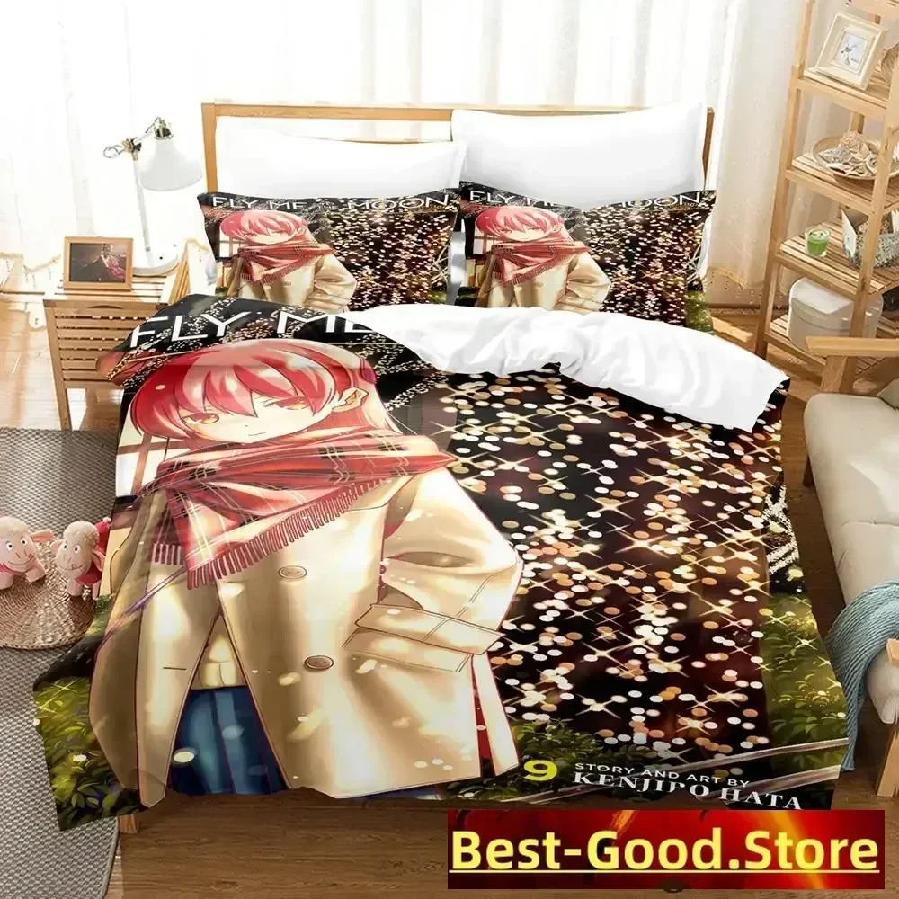 

Fly Me to the Moon Anime parure Printed Bed Set Duvet Cover Pillowcase Bedding Set Linen Sheet Quilt Cover Full Queen King Size