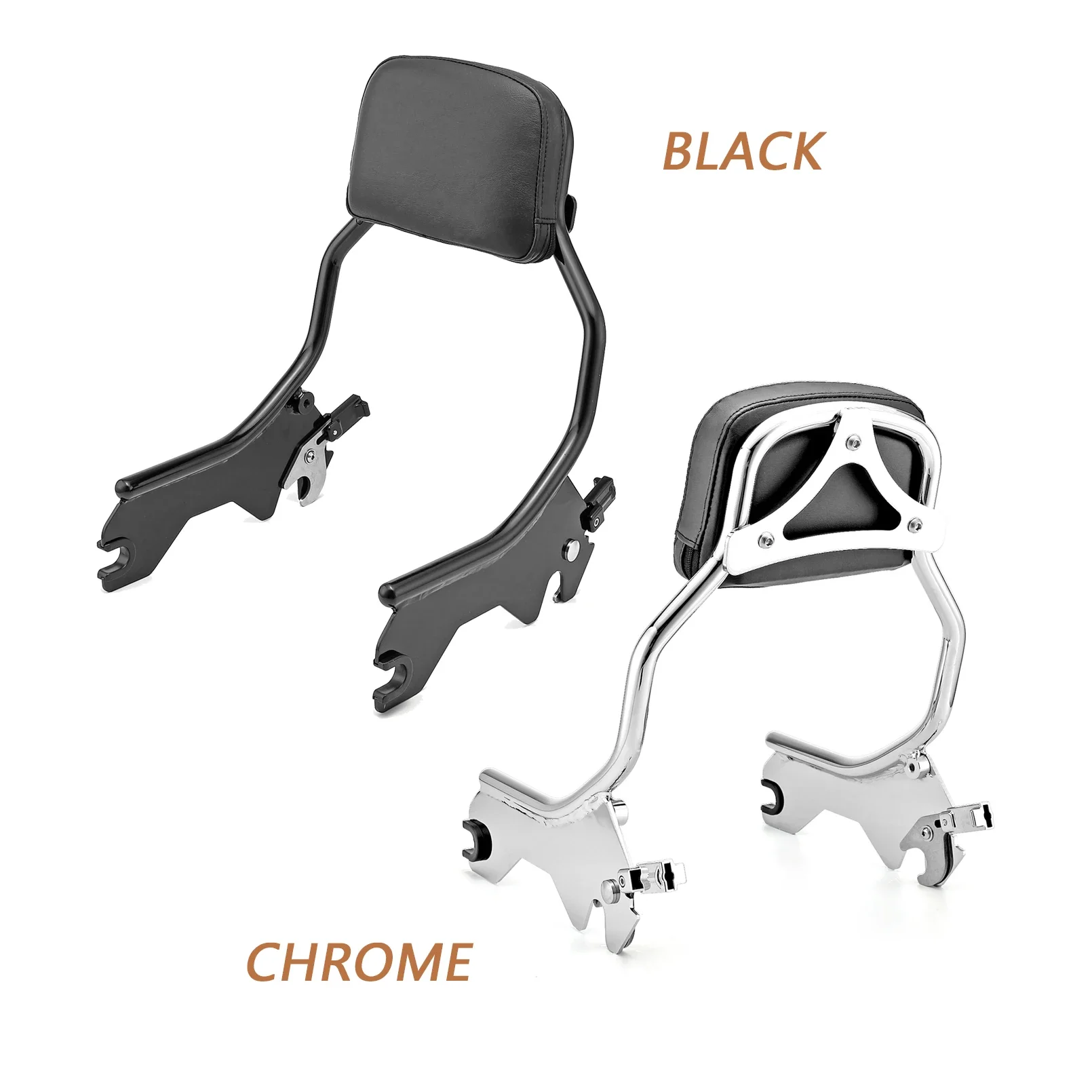 

Motorcycle Chrome Black Passenger Backrest Sissy Bar For Harley 2018-2024 FLDE FLHC FLHCS FLSL FXBB FXBBS FXST Two-up Seats