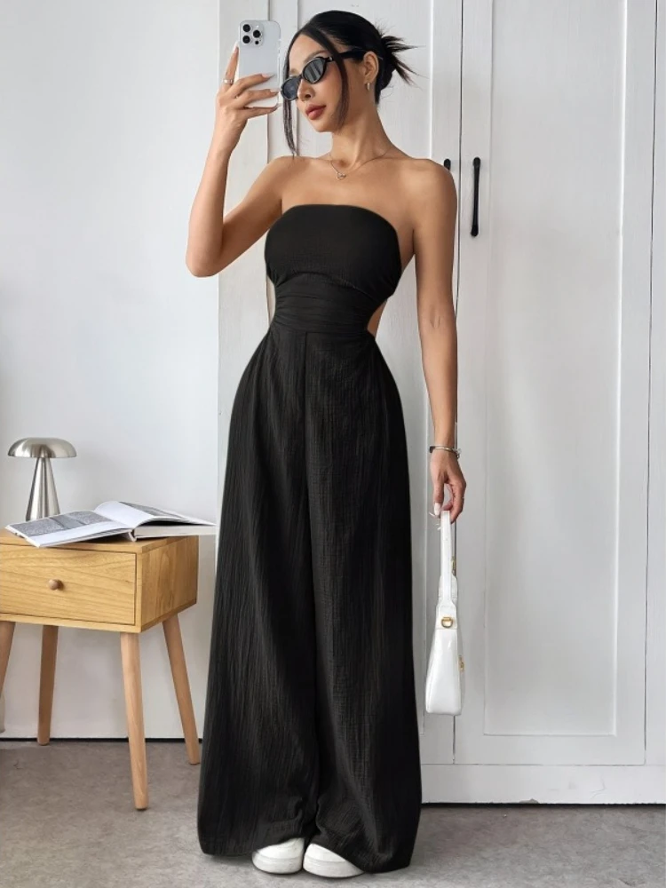 

Spring/Summer New Style Commuting Women's Solid Color Straightening Strapless Backless Comfortable And Casual Jumpsuit Pants