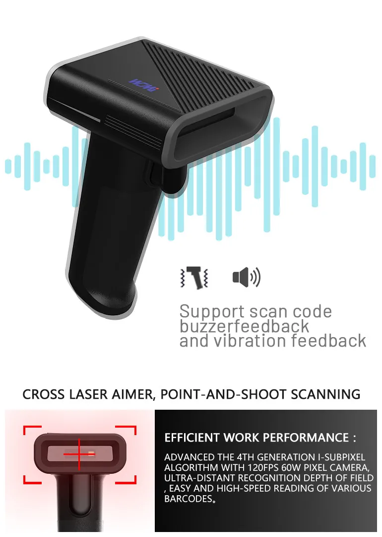 Sem fio Barcod microfilme impressoras e scanners, supermercado, código de barras infravermelho, Qr System, senha Scanner, ASH9165