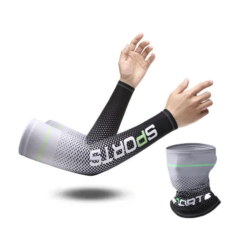 Conjunto de 2 uds. De guantes largos con protección solar UV, cubierta protectora de manos, mangas para brazos, mangas de seda helada, brazo para exteriores, deporte fresco y ciclismo