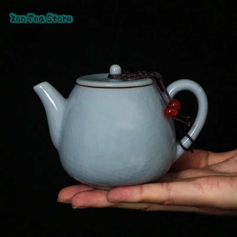 Ruyao Teapot Small Single Pot Household Ice Crack Glaze Open Piece Can Be Raised Pure Manual Ceramic Kung Fu Tea Set Tea Infuser