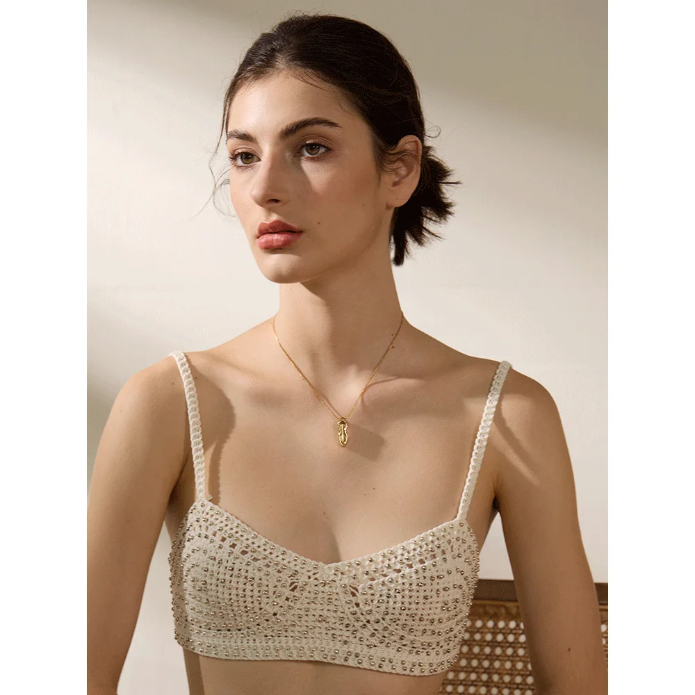 Yhpup Abstract Statement Stainless Steel Geometric Pendant Necklace 18K PVD Plated Stylish Unique Chic Jewelry Bijoux Gift