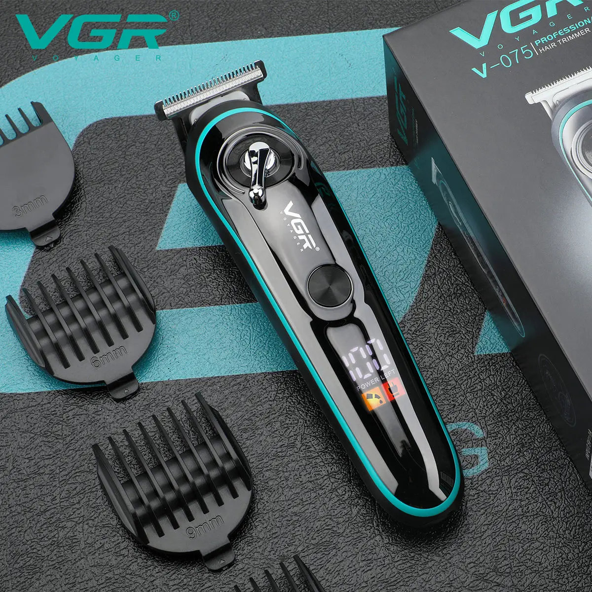 VGR Professional Hair Clipper Men's Waterproof Hair Trimmer Grooming Tools Rechargeable Cordless Hair Clipper for Barber V-075