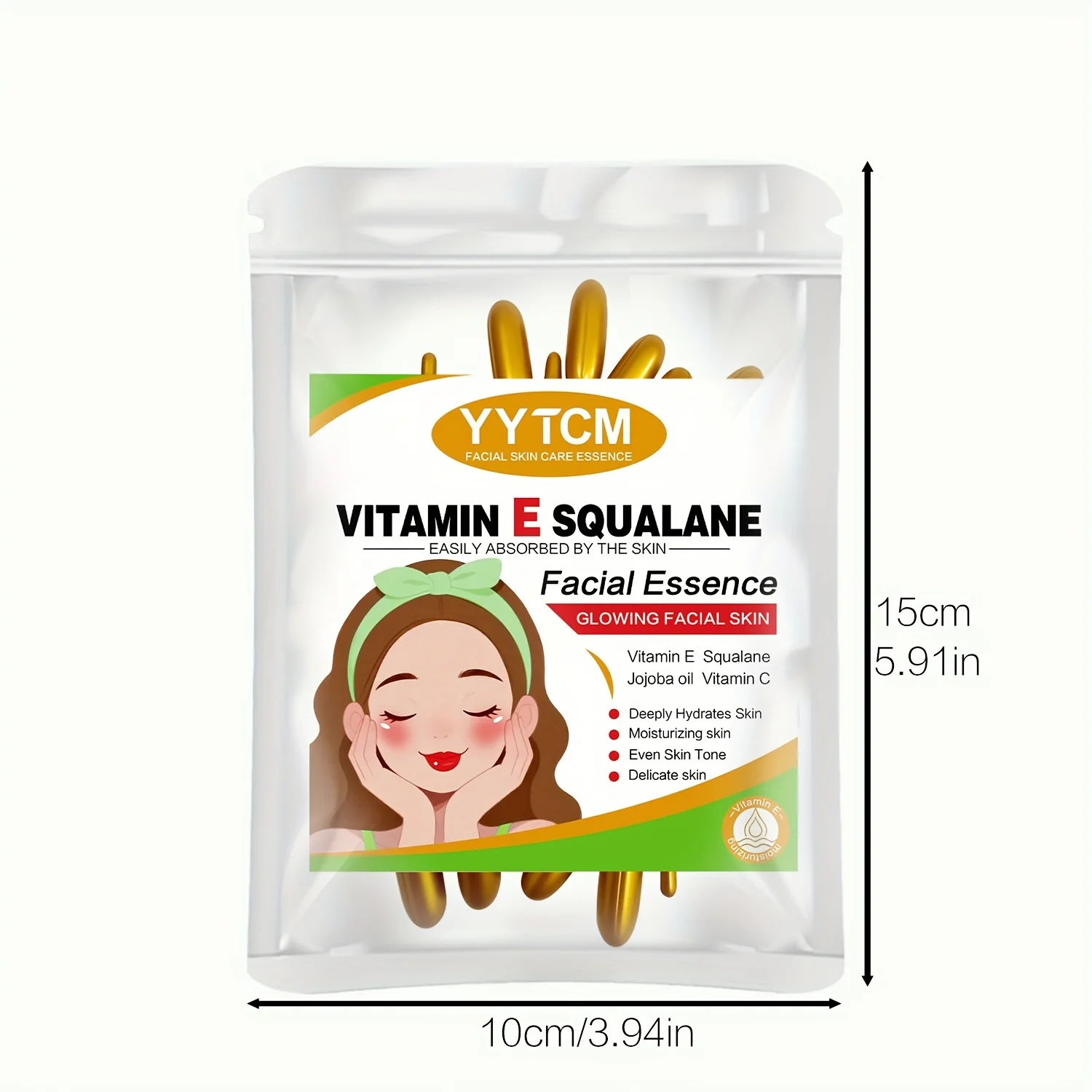 Vitamin E Deep Hidratante Cápsula Essência — Hidratação Profunda + Clareamento para Pele Radiante (0,4g x 30 c