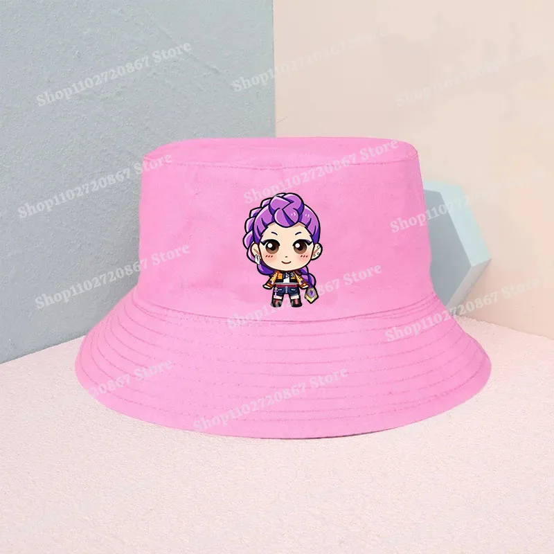 Kpop demônio caçadores criança chapéu de pescador menino menina kawaii anime padrão balde chapéu ao ar livre beira-mar turismo moda dos desenhos animados chapéu de sol