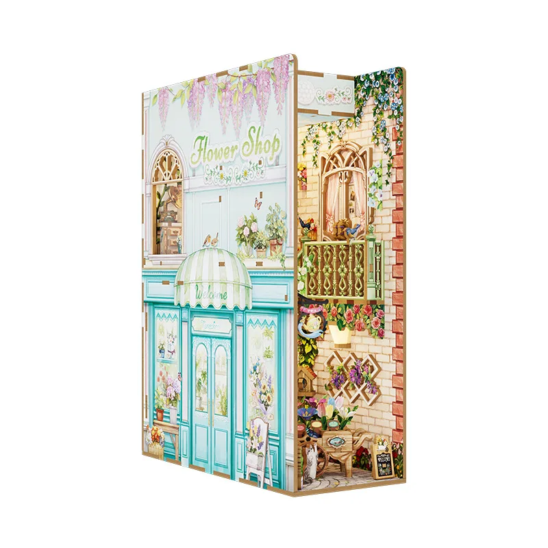 

Assemble book stand warm table with paper art bouquet DIY three-dimensional hut romantic gift