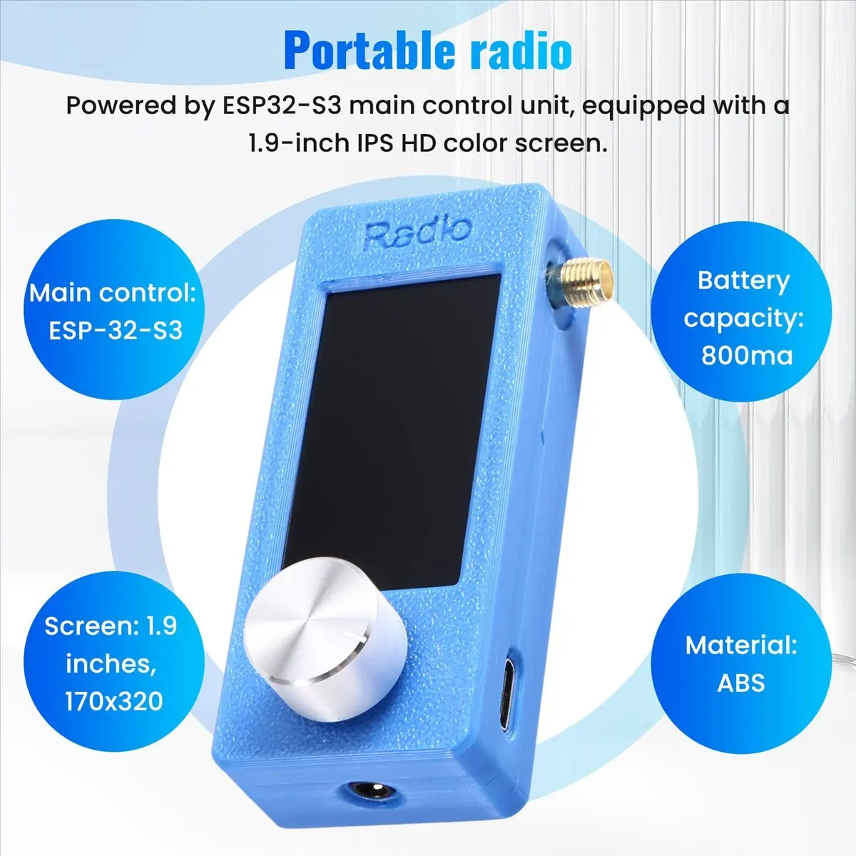 A26Z 10Khz-180Mhz SMA Interface Mini Loop Antenna Pocket Size SI4732 Radio, Receiver,Mini Radio LSB USB AM FM Mini Radio,B