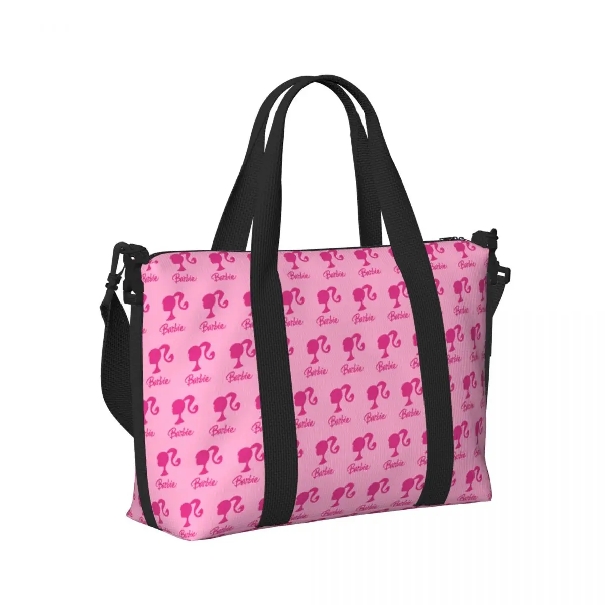 Borsa Tote da spiaggia con Logo Barbie personalizzato per borse da viaggio da spiaggia da palestra con ampio scomparto per ragazza da donna