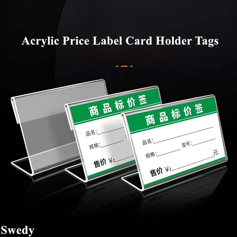 30 Pieces 12x8cm Acrylic Sign Holder Display Stand Menu Paper Photo Picture Frame Stick Price Label Paper Card Holder Tags