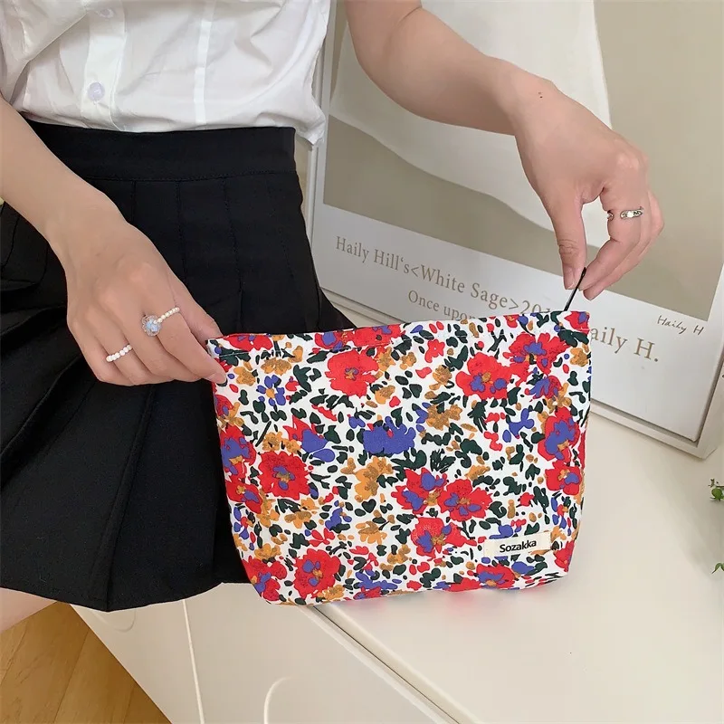 Fashion Flower Travel Zipper Makeup Handbags Cosmetic Lipstick Portable Storage Bag Women Wallet Organizer Pouch Pencil Case Bag