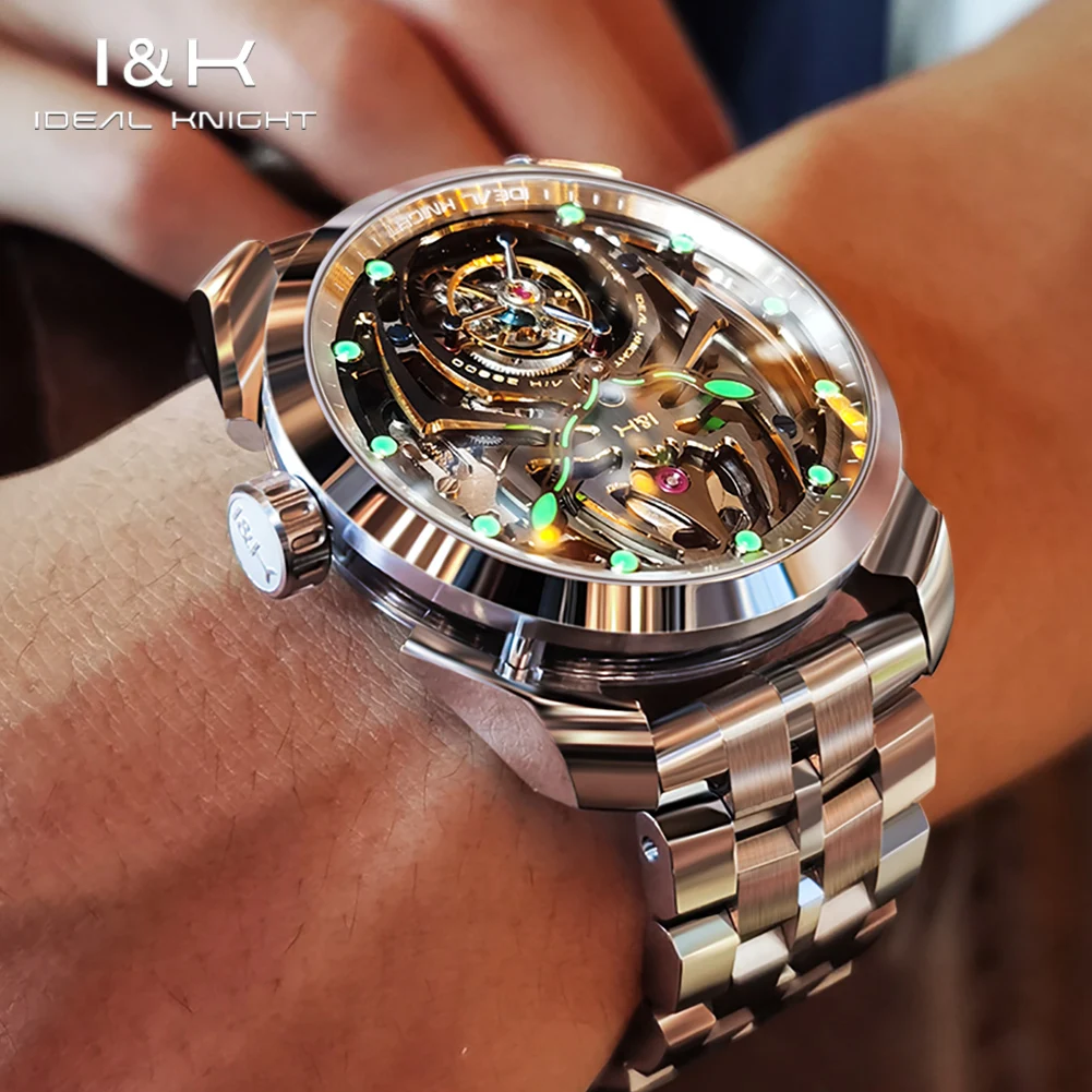IDEAL KNIGHT 6802 True Tourbillon Watch High Men Automatic Mechanical Watch All Transparent Top Brand Men Limited Edition Watch