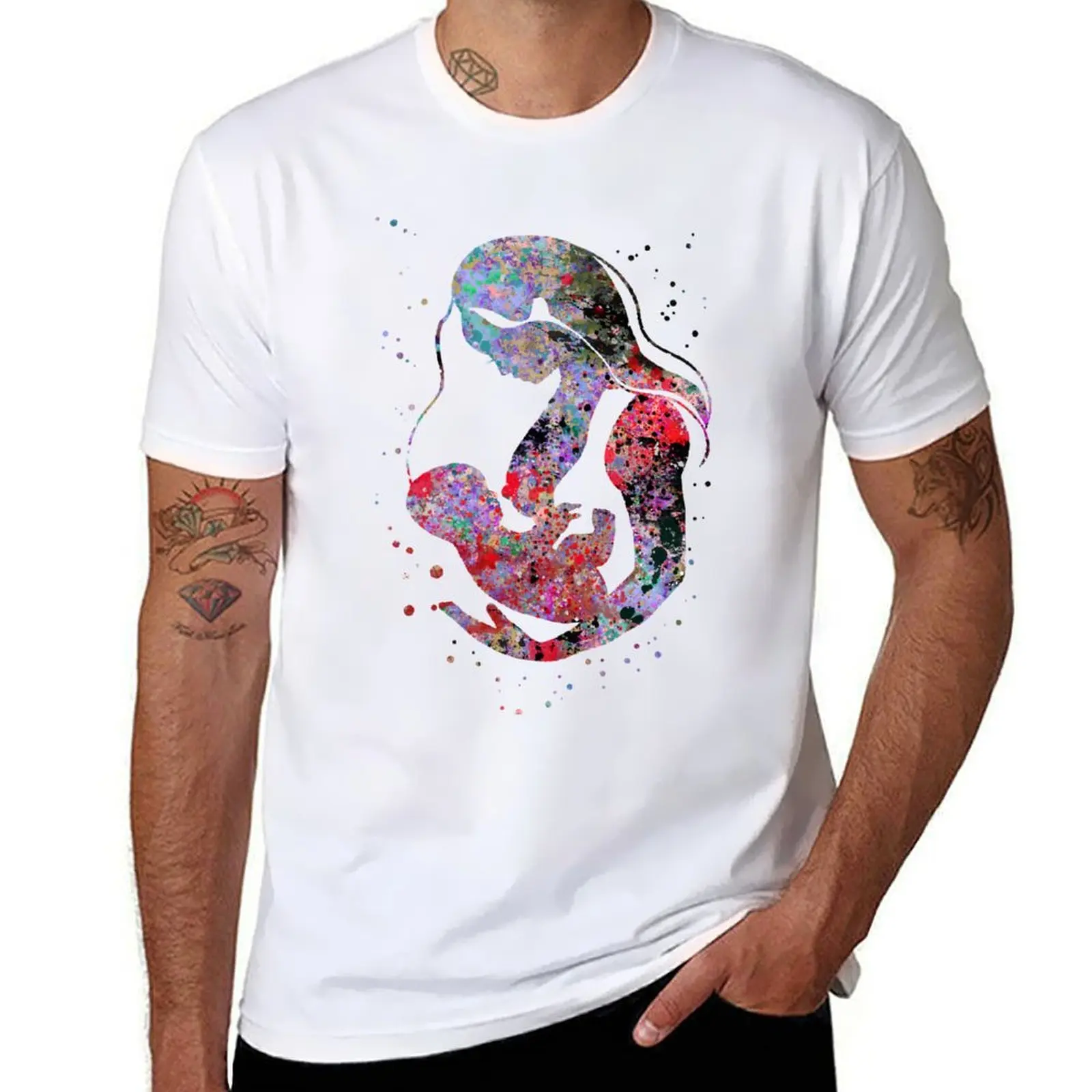 

Breastfeeding mother, watercolor breastfeeding mother T-Shirt printed t shirts for man man t shirt cotton T-Shirt