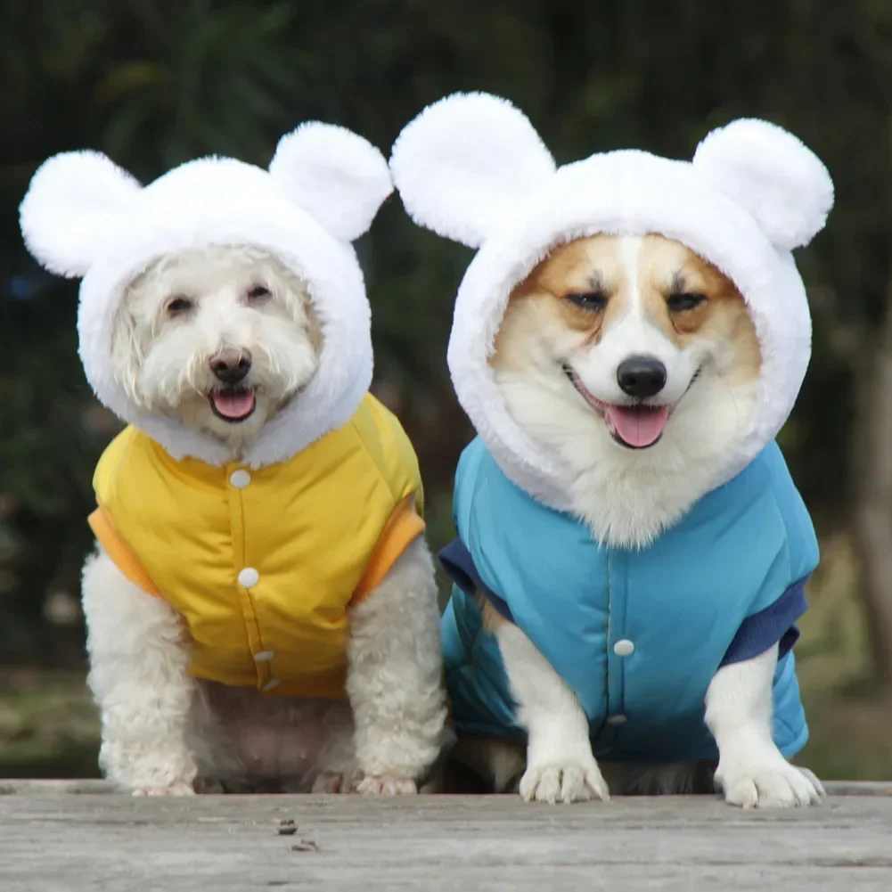 

Fashion Moisture-proof Pet Cotton Casual Clothing with Hat Cute Teddy Corgi Winter Coat Thick Warm Clothes for Autumn and Winter