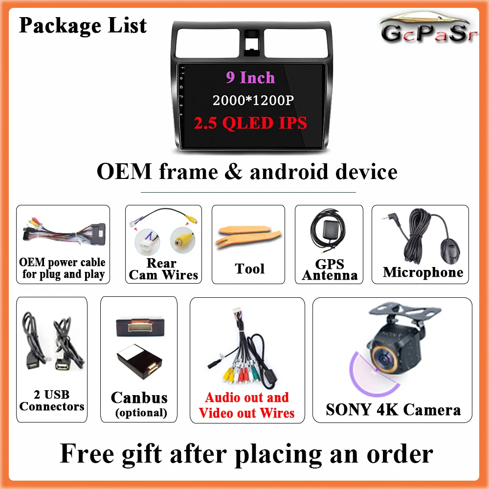 راديو السيارة أندرويد 14 لسوزوكي سويفت 2003-2010 الملاحة نظام تحديد المواقع أندرويد السيارات ستيريو مشغل وسائط متعددة Carplay وحدة الشاشة رقم 2din