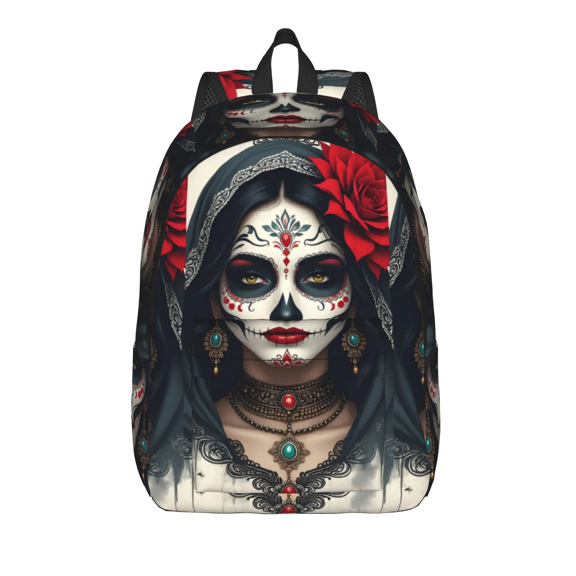 Day Of Dead Lady Backpack Student  Breathable Backpacks Polyester Pretty High School Bags College Custom Rucksack