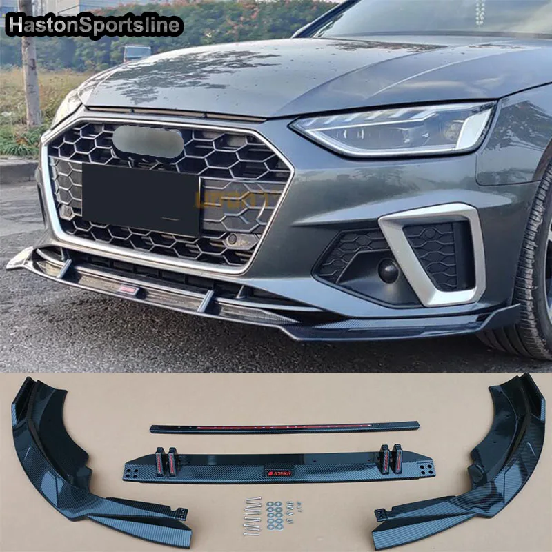 

4Pcs Front Bumper Lip Car Bodi Kit Spoiler Skirt For Audi S4 S-Line B10 Sport 2020-2022 Auto Accessories