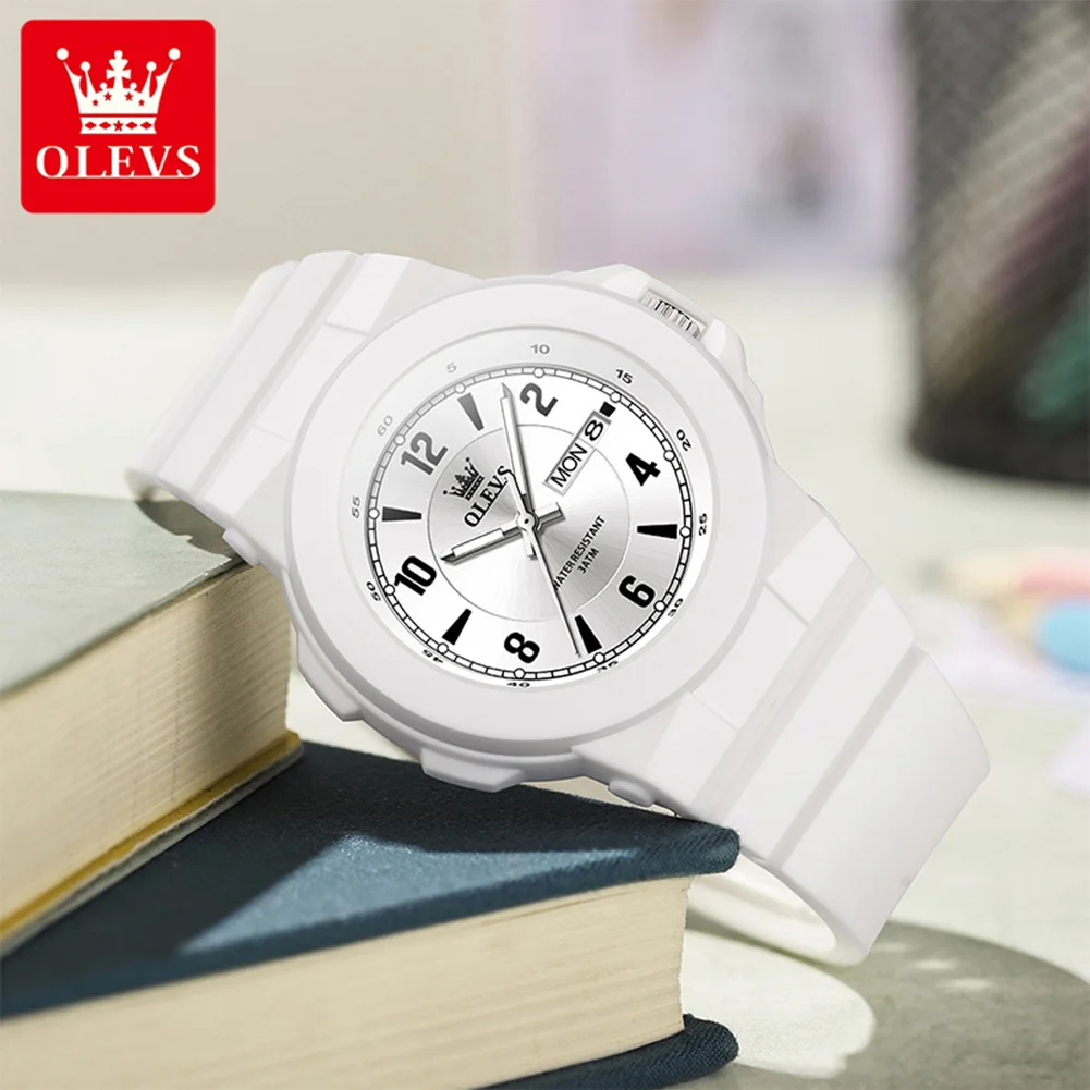OLEVS 5681 Simple Student Watch Large Digit Dial Silicone Strap High-hardness Glass Classic Multicolor Fashion Waterproof Watch
