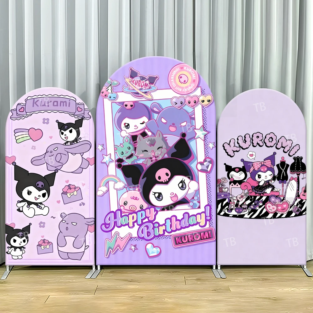 

TB Purple Sanrio Kuromi Theme Arch Backdrop Cover Castle for Girls Birthday Party Baby Shower Decor Photo Background Wall Props
