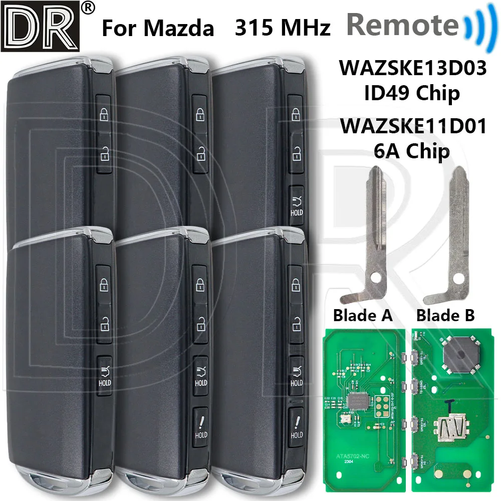 Great SKE11D-01/SKE13D-03 6A/ID49 Chip 315MHz Proximity Car Remote Key For Mazda 3 CX-3 CX4 CX-5 CX50 MX-5 6 CX-9 CX90 MIATA