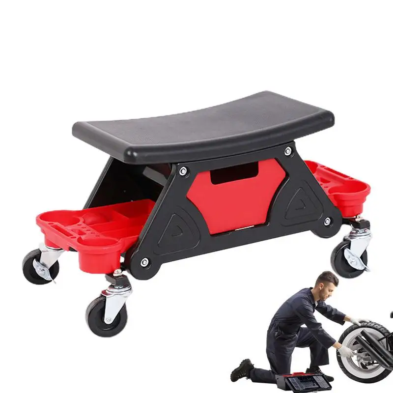 

Mechanic Stool Rolling Mechanism Workshop Stools With 300 Lbs Capacity Car Stool Garage Shop Chair With Detachable Tool Tray For