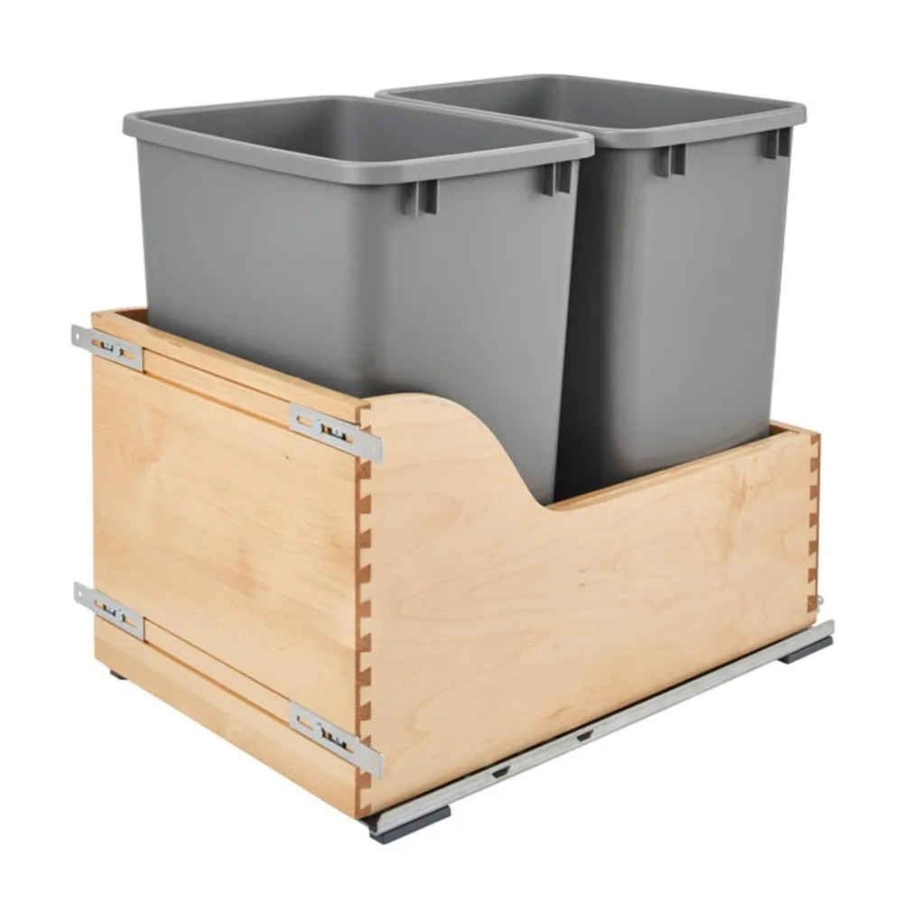 

Pull Out Trash Can for Kitchen Cabinets, Bottom Mounted, Undermount Soft-Close Slides, Silver, Garbage Can