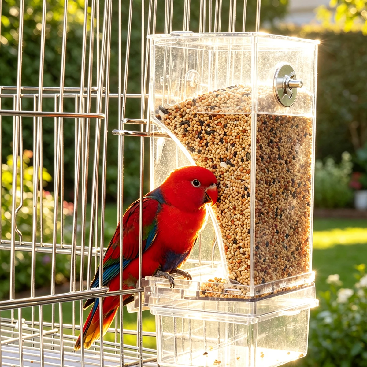 Transparent Anti-spill Bird Feeder Birds Automatic Supplies Outdoor Acrylic Cage Feeders Parakeet Garden Parrots Hummingbird Pet