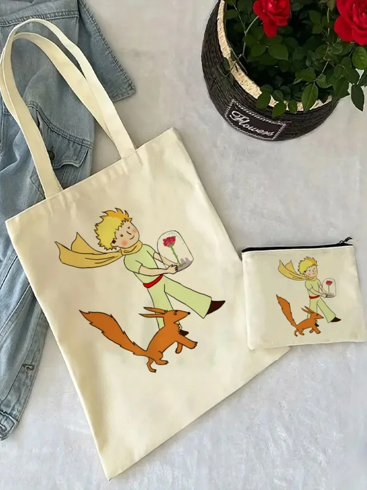 Little Prince Earth Space Y2K Art Harajuku Tote Set -Women's Spacious Shoulder Bag with Easy Access & Matching Clutch Pouch