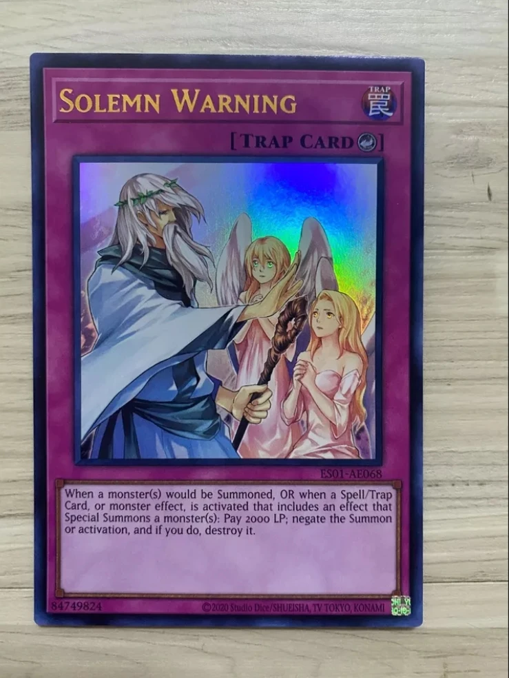 

Yugioh KONAMI Duel Monsters ES01-AE068 Solemn Warning Ultra Rare Asian English Collection Mint Card