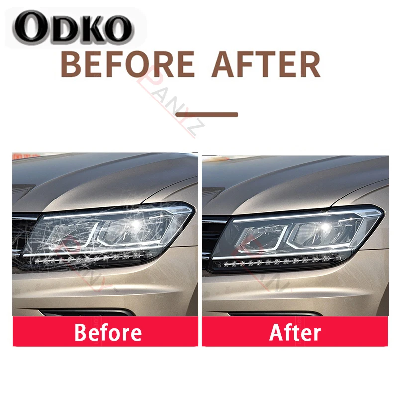 For Volkswagen VW Tiguan 5N MK2 2017-Present Car Headlight Protective Film Headlamp Transparent Black TPU Protective