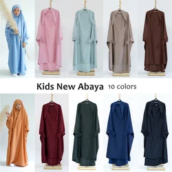 10 kolorów dziewcząt muzułmańskie sukienki modlitewne Dubai Abaya Kids Eid Ramadan Jilbab Arab indyk sukienka dla dzieci długa suknia odzieży