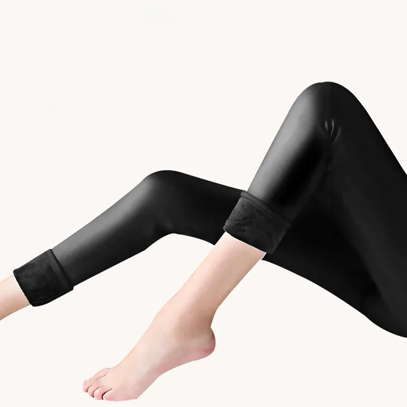 xl-6xl Winter Plus Size Women Velvet Warm 100kg Fat Leggings High Waist Pants Solid Color Imitation Leather Femme Comfort 2026AA