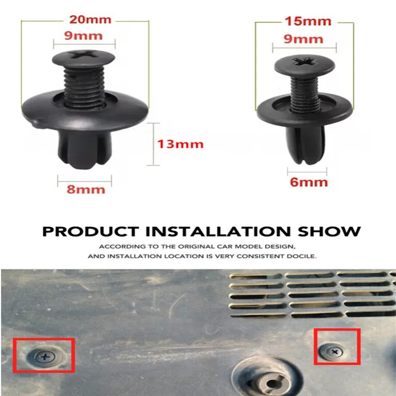 

6mm8mm Black Hole Push In Plastic Rivet For Automobiles Fasteners Screw Car Fender Bumper Screws Clips Rivets
