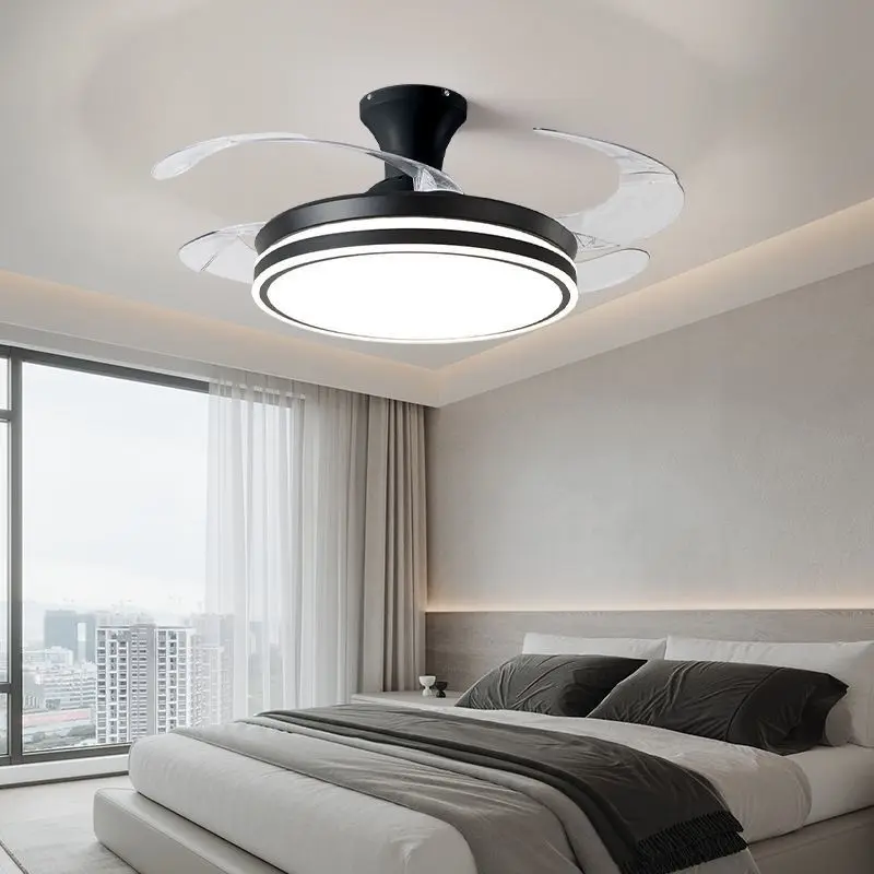Modern Invisible LED Ceiling Fan Lights Home Electric Fan Decoration Home Invisible Blade Silent Remote Control for Bedroom
