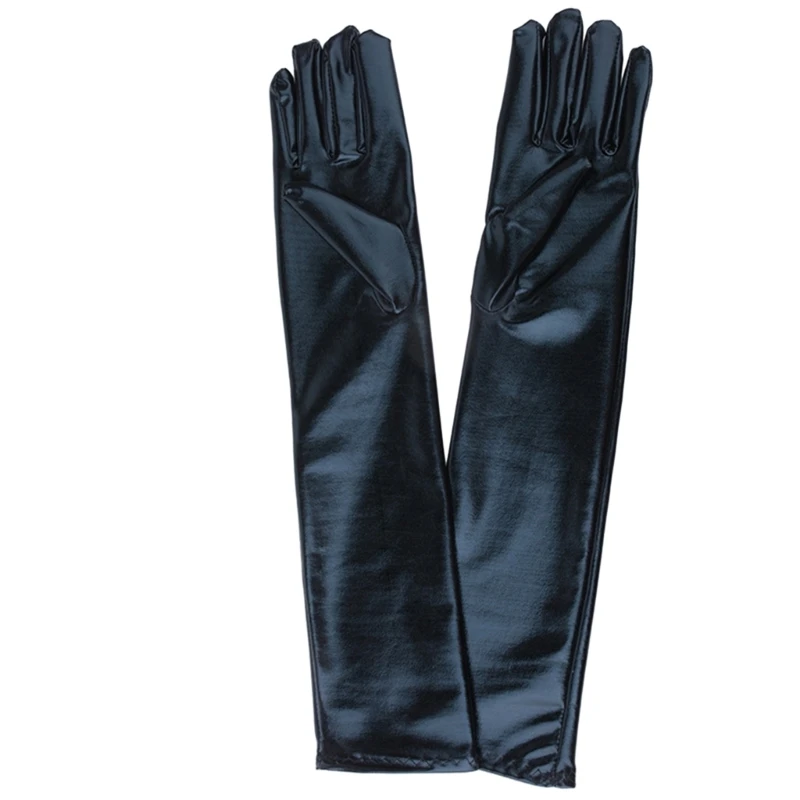 Women Metallic Wet Look Long Gloves Halloween Photo Props