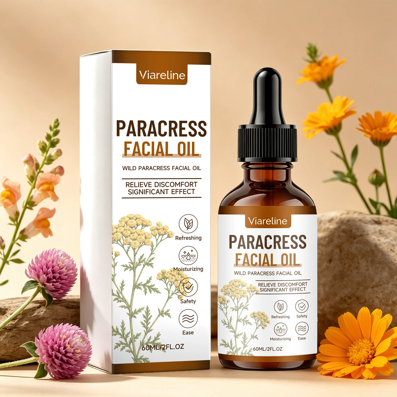 Botanical Face Oil-Serum with Acmella Oleracea & Calendula Hydrating Soothing Smoothing Fine Lines Radiant Glow Face Serum