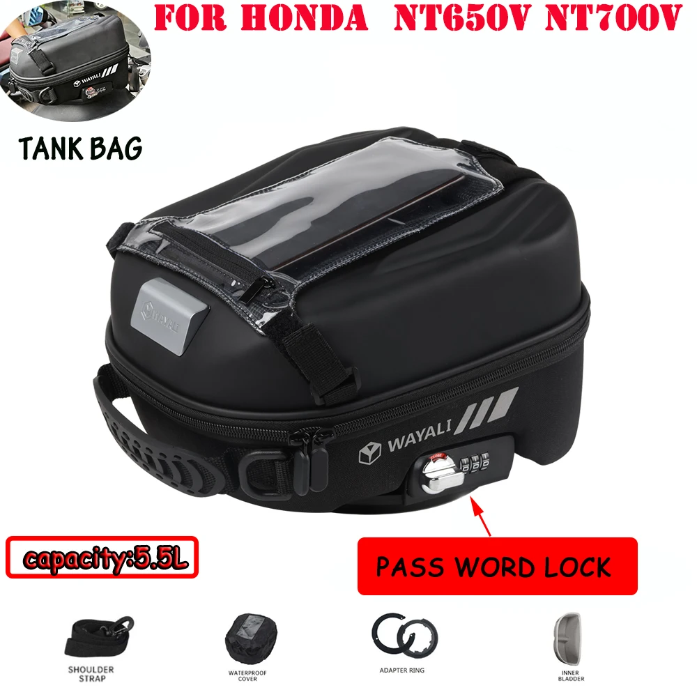 Motorcycle Tank Bag For HONDA NT650V Deauville NT700V NT650 NT 650 700 V 650V 700V Waterproof Tank PASSWORD LOCK Navigation Bag