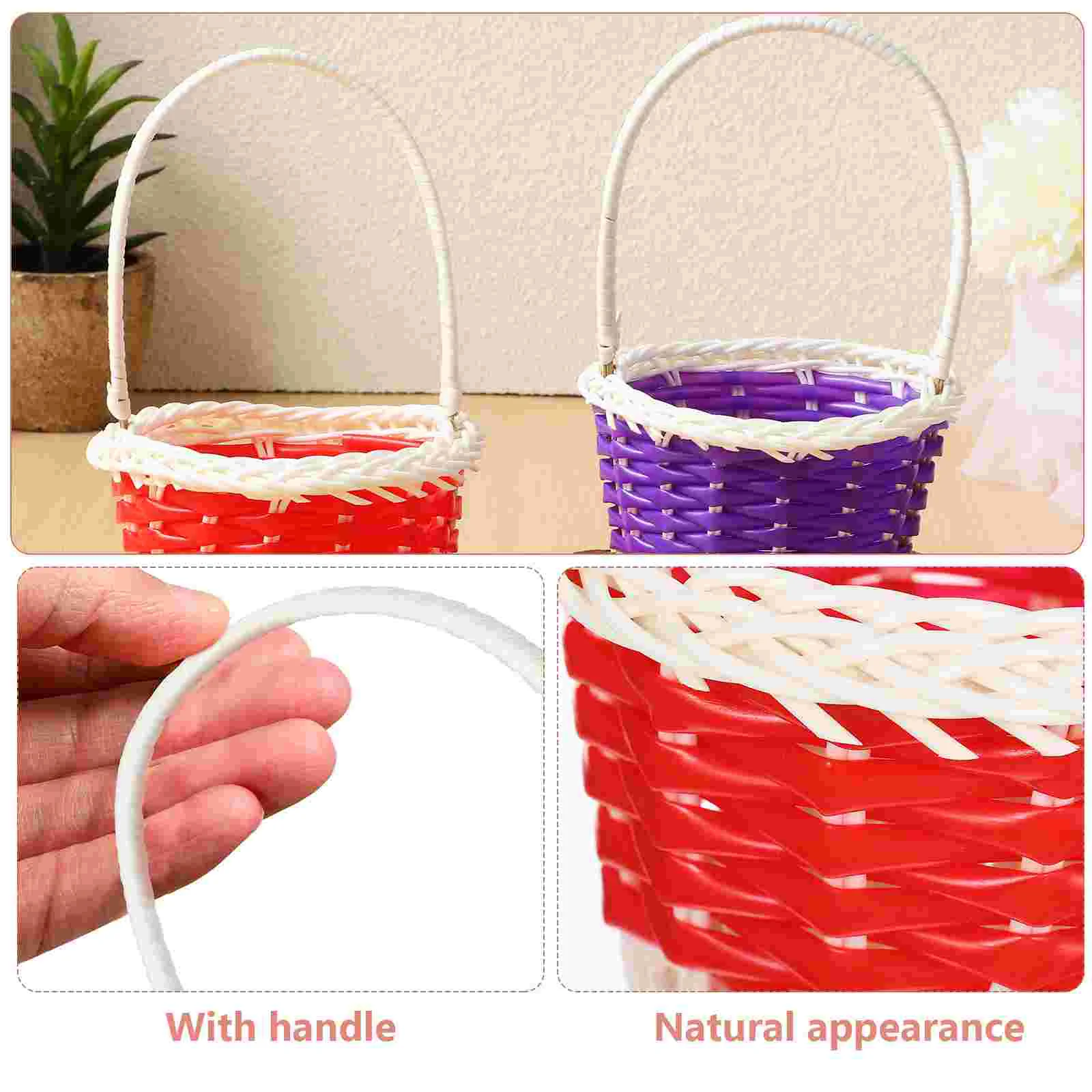 6 Pcs Woven Storage Basket Baskets Mini with Handle Small Rattan Handheld Plastic Candy Child