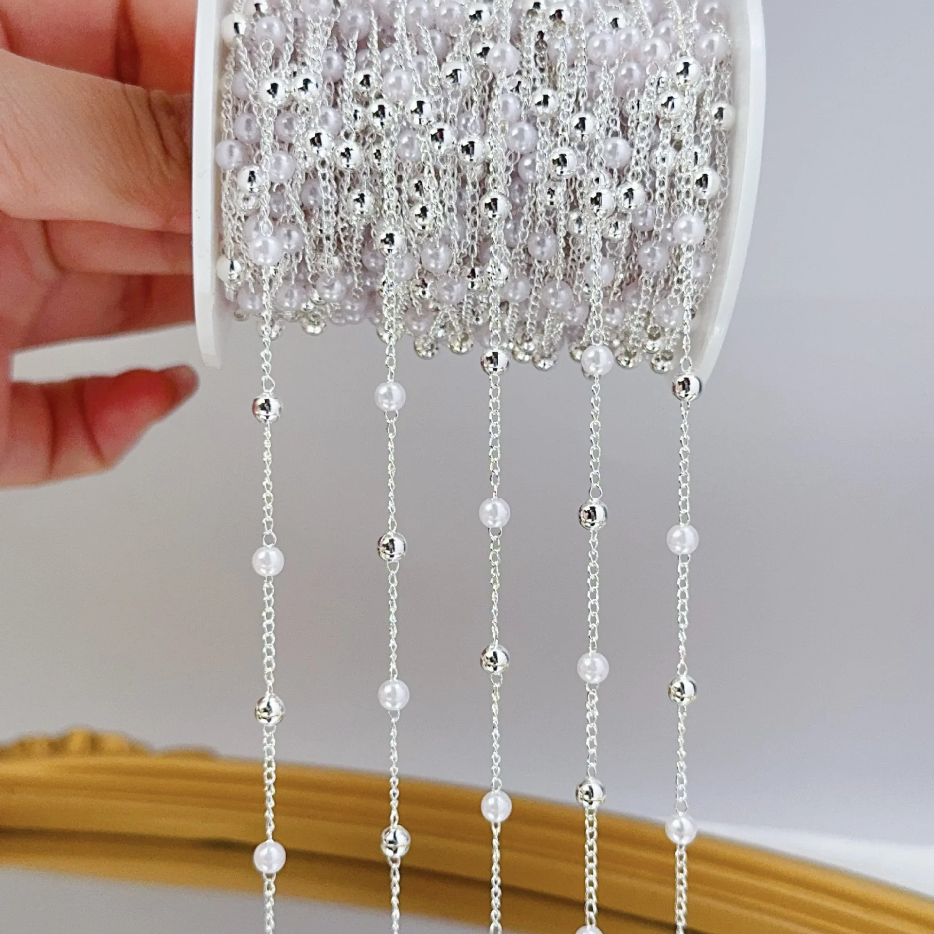 0.5/1/2M Pearl Copper Bead Chain Exquisite High Color Retention Suitable DIY Necklace Bracelet Tassel Chain Decoration Material - view 6