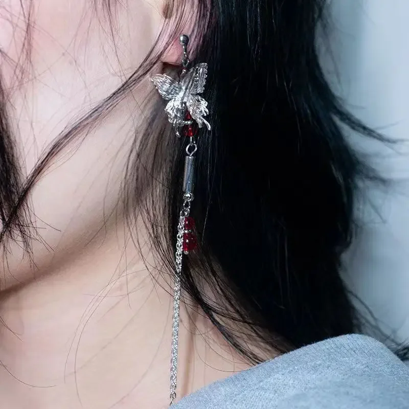 أقراط سماوية مشتقة من الكرتون ، أقراط الله يبارك الناس ، حبات حمراء الفراشة ، هدية قلادة الخاتم ، مجوهرات ، الأكثر مبيعًا